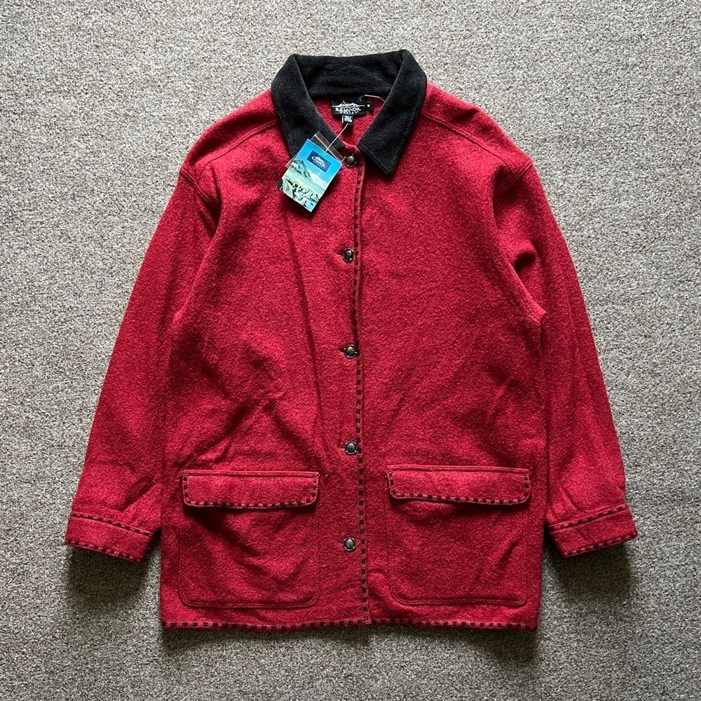 Vintage‎ Icelandic Design Red Wool Barn Chore Jacket Coat Women’s Medium Y2K NWT